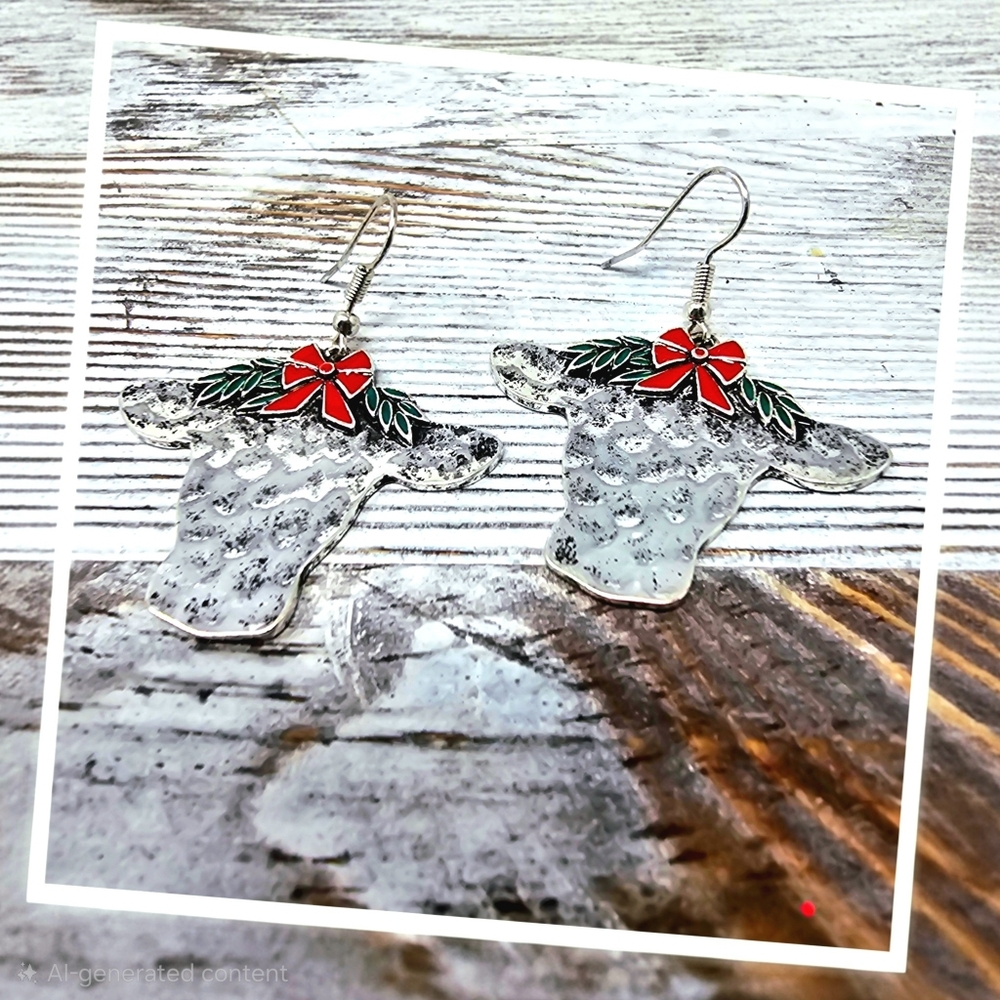 Hippie | Christmas Cow Dangle Earrings New! - Picture 2 of 9
